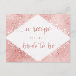 Rose Gold Shimmer Foil Bridal Shower Recipe Card