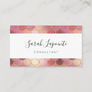 Rose Gold Shimmer Mermaid Scale Pattern Business Card