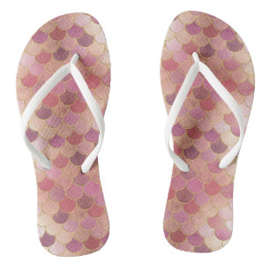 Rose Gold Shimmer Mermaid Scale Pattern Jandals