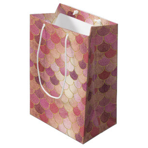 Rose Gold Shimmer Mermaid Scale Pattern Medium Gift Bag