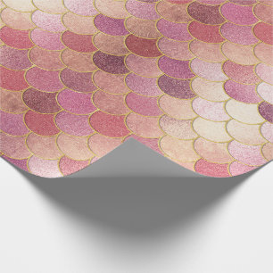 Rose Gold Shimmer Mermaid Scale Pattern Wrapping Paper