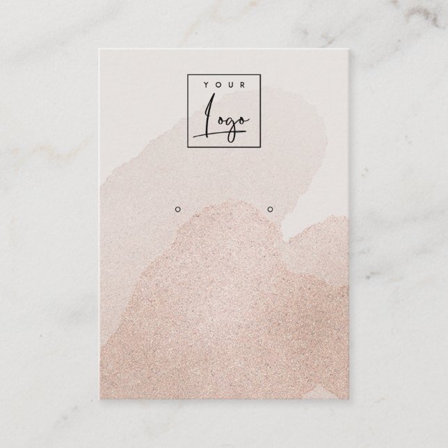 Rose Gold Shimmer Strokes Earring Logo Display Business Card (Front)