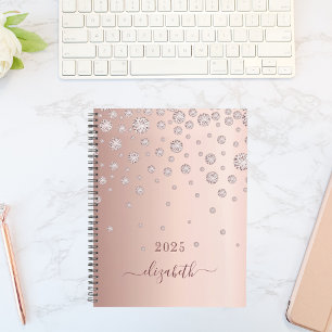 Rose gold shining diamonds glam girly luxury 2021 planner