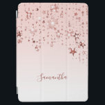 Rose gold shining stars ombre girly iPad air cover<br><div class="desc">An elegant,  girly and glam case. Rose gold shining stars.  A light,  soft rose gold,  white gradient background. Insert your name,  written with a modern hand lettered style script. Rose gold coloured letters.</div>