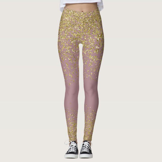 Rose & Gold Shiny Leggings (Front)