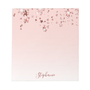 Rose gold shiny stars copper ombre girly pastel notepad