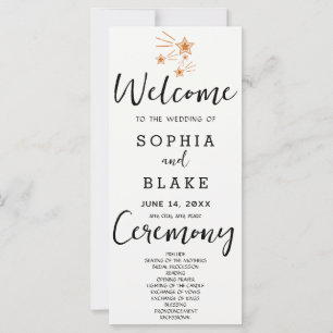 Rose Gold Shooting Stars Off White Wedding Program