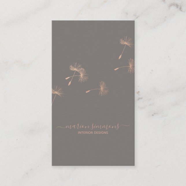 Rose Gold Signature Dandelion Business Card (Front)