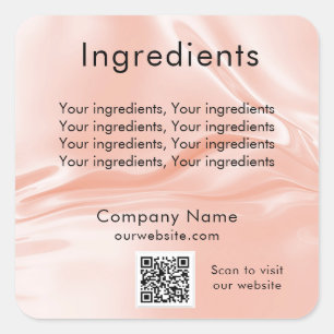 Rose gold silk product ingredient listing qr code square sticker