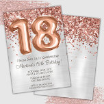 Rose Gold Silver 18th Birthday Party Invitation<br><div class="desc">Rose Gold Silver 18th Birthday Party Invitation and rose gold elegant modern 18th birthday party invitation for a 18 year old girl with modern script writing and fun foil balloons.</div>