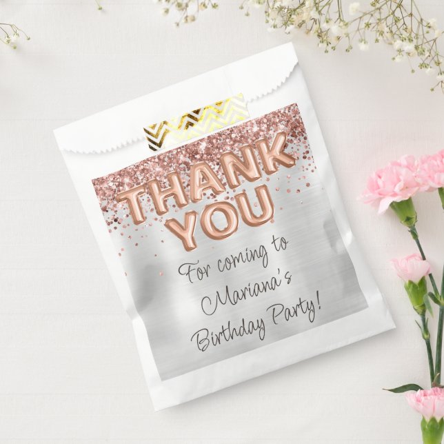 Rose Gold Silver Birthday Party Favour Bags (Sealed)