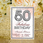 Rose gold silver diamonds 50th birthday invitation<br><div class="desc">Rose gold sparkling silver diamonds 50th birthday invitation card template.</div>