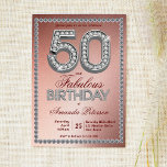 Rose gold silver diamonds 50th birthday invitation<br><div class="desc">Rose gold sparkling silver diamonds 50th birthday invitation card template.</div>