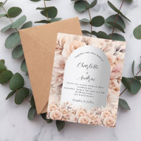 Rose gold silver floral arch wedding invitation