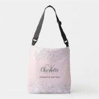 Rose gold silver glitter dust monogram name
