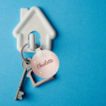 Rose gold silver glitter dust monogram name key ring<br><div class="desc">A rose gold gradient background decorated with faux silver glitter dust. Personalize and add your name.  Dark rose gold colored text.</div>