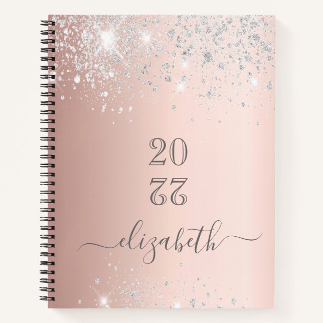 Rose gold silver script 2025 notebook (Front)