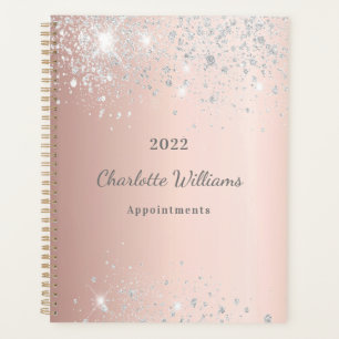 Rose gold silver script planner