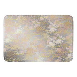 rose, gold, silver, thank + you, flowers, floral, bath mat