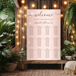Rose gold silver wedding seating chart