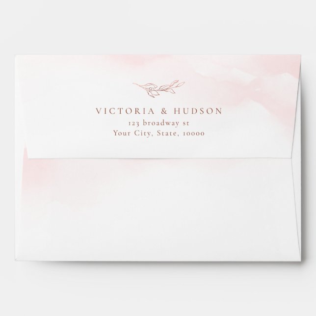 Rose gold simple botanical wedding return address envelope (Back (Top Flap))