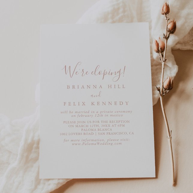 Rose Gold Simple Minimalist Elopement Reception  Invitation (Creator Uploaded)