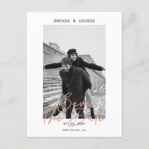 Rose Gold Simple Minimalist Photo Save the Date Announcement Postcard