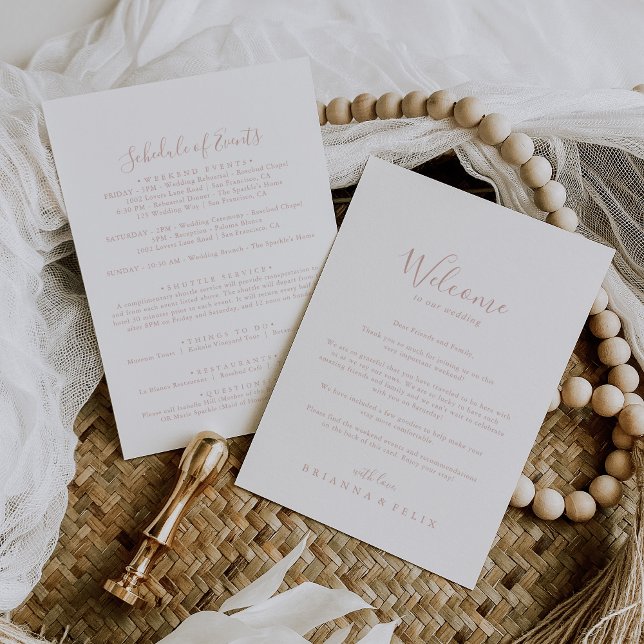 Rose Gold Simple Minimalist Wedding Welcome Letter (Creator Uploaded)