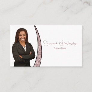 Rose Gold Sliver Faux Glitter Professional Photo  Business Card