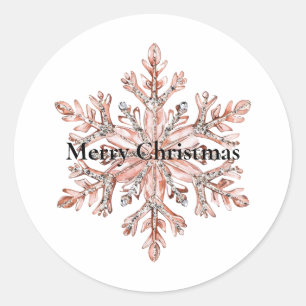 Rose Gold Snowflake Christmas  Classic Round Sticker
