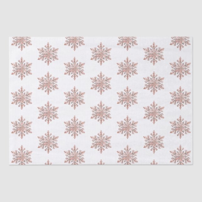 Rose Gold Snowflake Christmas Trees Tissue Paper (Front)