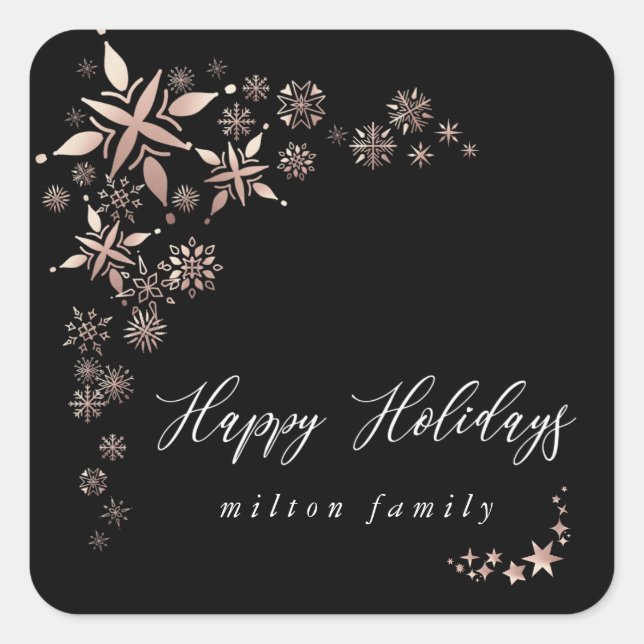 rose gold snowflake holiday elegant envelope seal (Front)