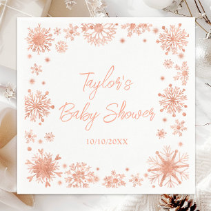 Rose Gold Snowflakes Baby Shower Napkin