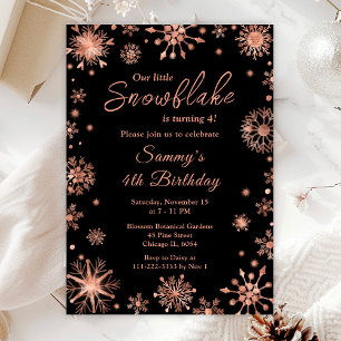 Rose Gold Snowflakes Birthday Party Invitation