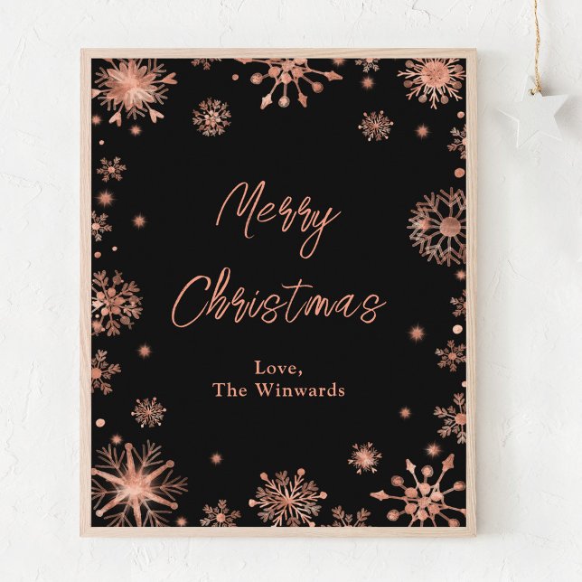 Rose Gold Snowflakes Merry Christmas Poster (Creator Uploaded)