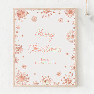 Rose Gold Snowflakes Merry Christmas Poster