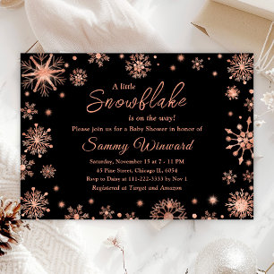 Rose Gold Snowflakes Winter Baby Shower Invitation