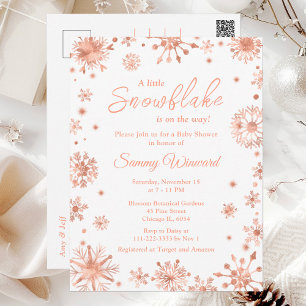 Rose Gold Snowflakes Winter Baby Shower Postcard
