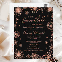 Rose Gold Snowflakes Winter Baby Shower