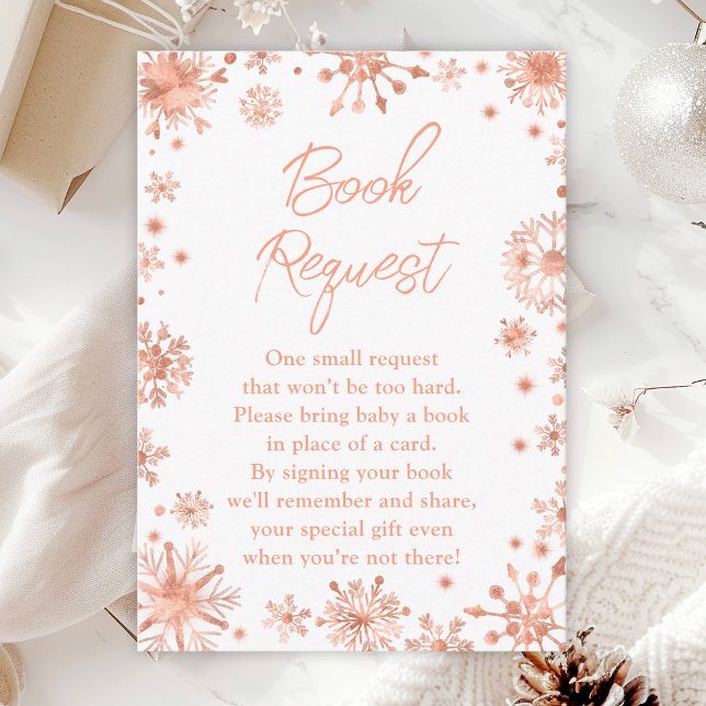 Rose Gold Snowflakes Winter Book Request Enclosure Card (Creator Uploaded)