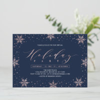 Rose Gold Snowflakes Winter Virtual Holiday Party