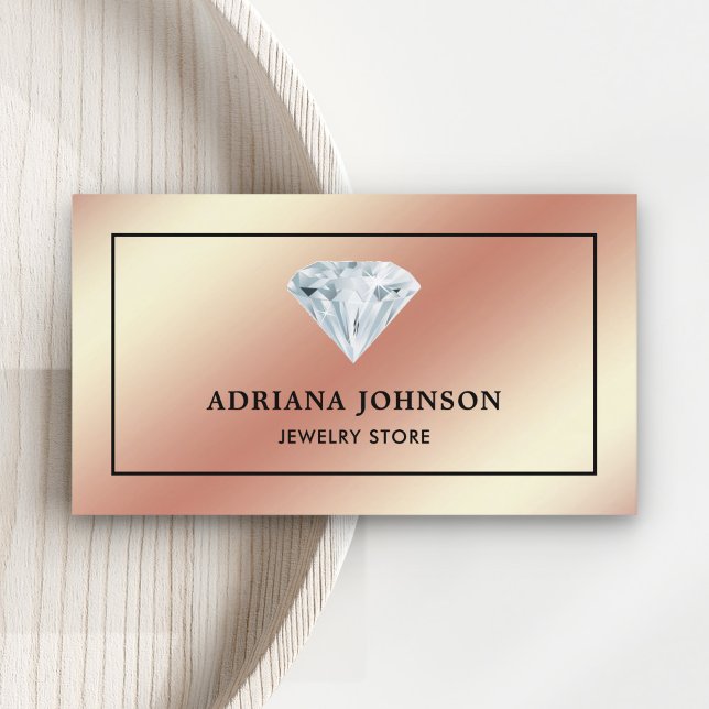 Rose Gold Solitaire Diamond Jewellery Store Jewell Business Card (Creator Uploaded)