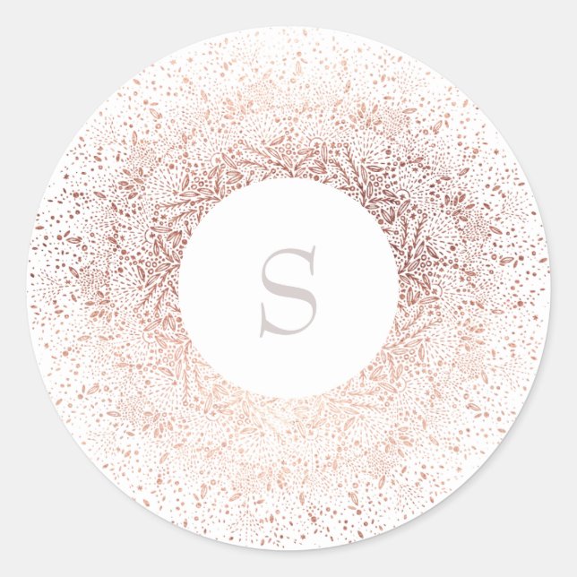 Rose Gold Sparkle Christmas Holiday Round Sticker (Front)