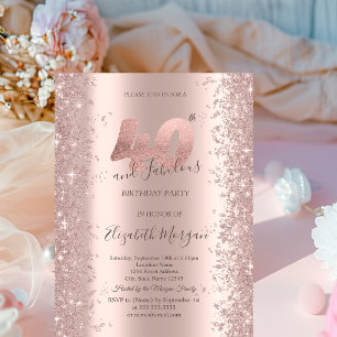 Rose Gold Sparkle Diamonds 40th Birthday Invitation