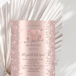 Rose Gold Sparkle Diamonds 50th Birthday Invitation