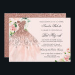 Rose Gold Sparkle Dress Floral Bat Mitzvah Invitation<br><div class="desc">More colour options in the Little Bayleigh Store!</div>