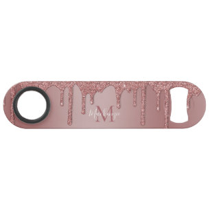 Rose Gold Sparkle Dripping Glitter Monogram