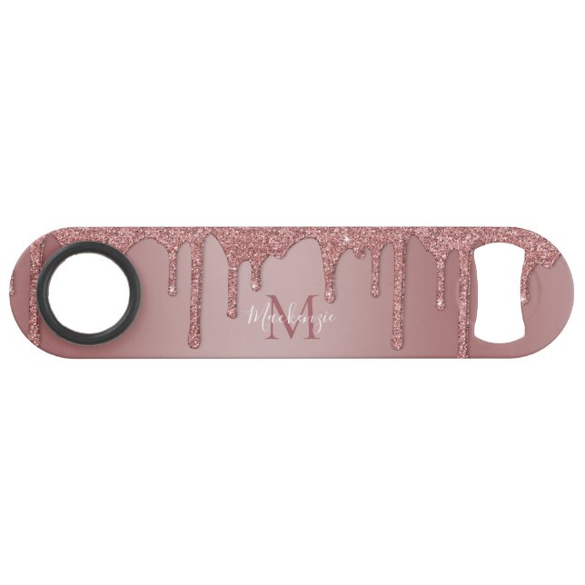 Rose Gold Sparkle Dripping Glitter Monogram (Front (Horizontal))