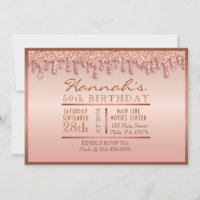 Rose Gold Sparkle Drippy Drip 50TH Birthday Party