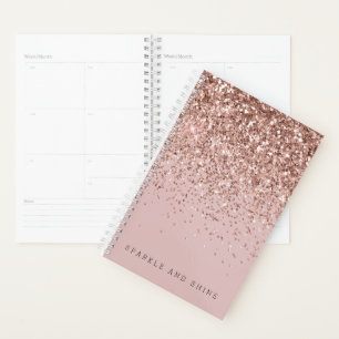 Rose Gold Sparkle Faux Glitter Planner